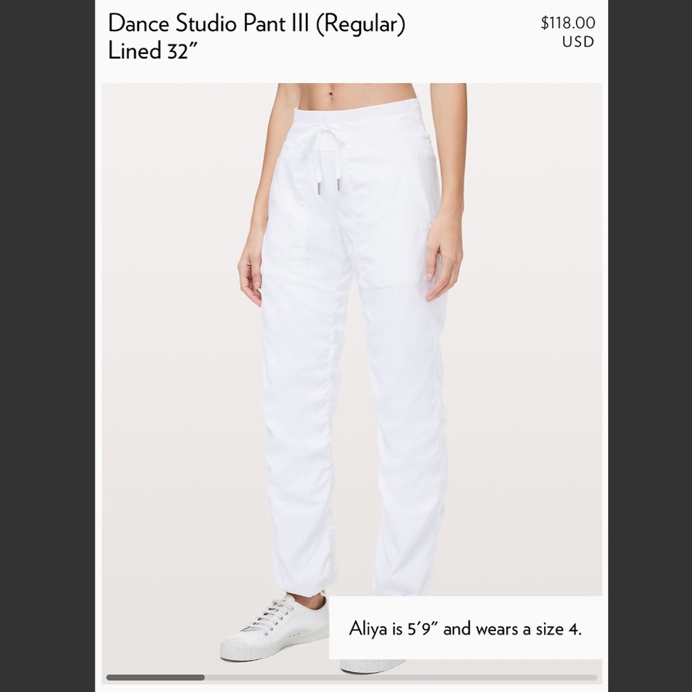 Lululemon Dance Studio Pants Size 4 DOUBLE LINED